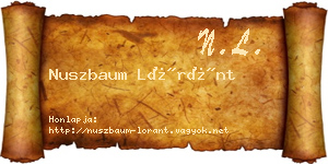 Nuszbaum Lóránt névjegykártya